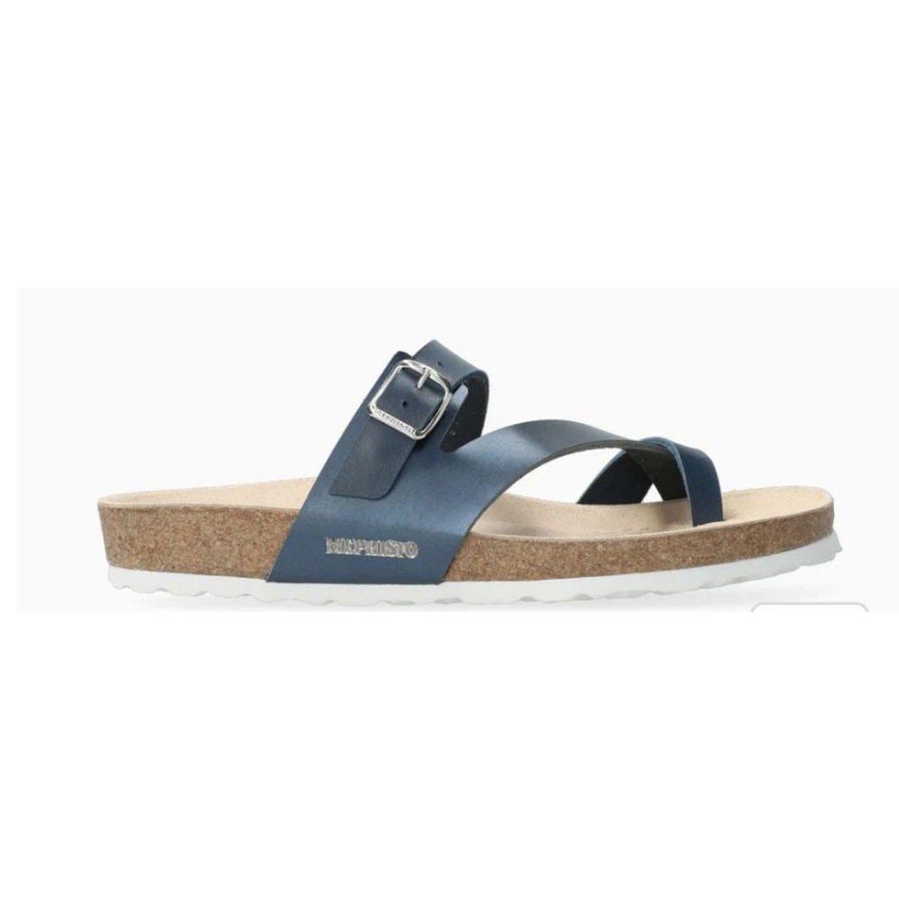 Mephisto Nalia Navy Blue Leather Cork Sandal